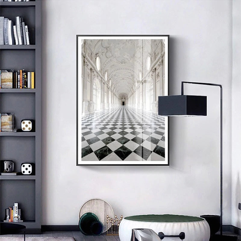 Elegant Interior Black And White Wall Art Poster Fine Art Canvas ...