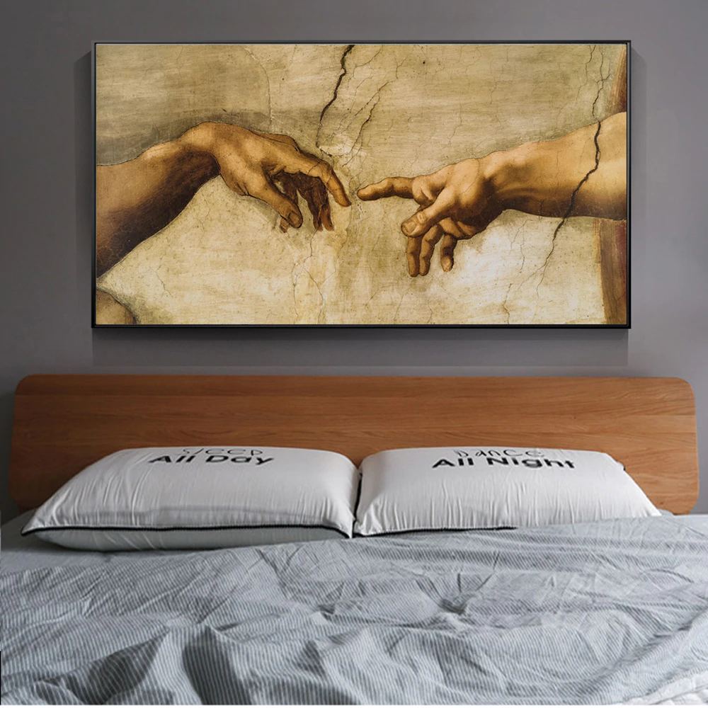 Famous Artists Michelangelo Wall Art Creation Of Adam Painting Fine Art Canvas Giclee Print Renaissance Art Pictures Iconic Imagery