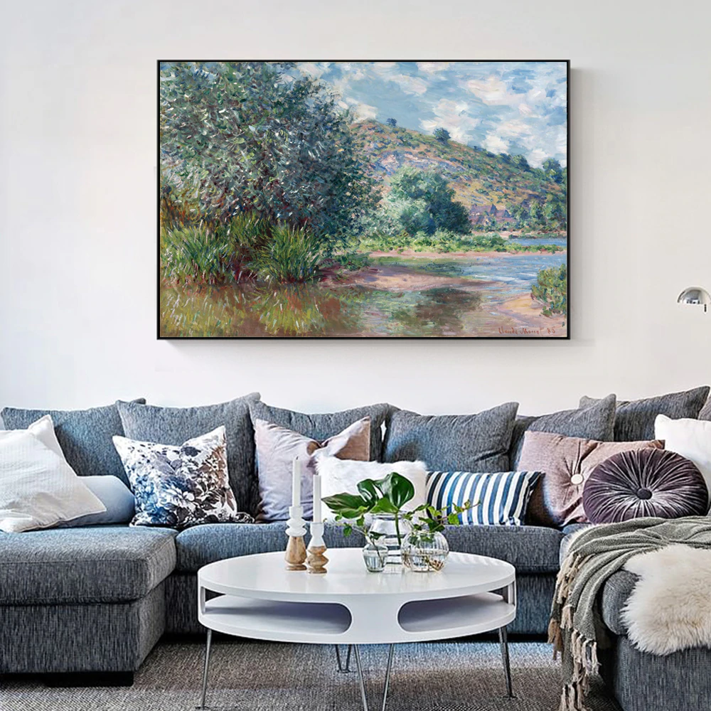 Famous Paintings Claud Monet Landscape at Port-Villez Fine Art Canvas Print Classic Impressionism Landscape Wall Art Living Room Home Decor