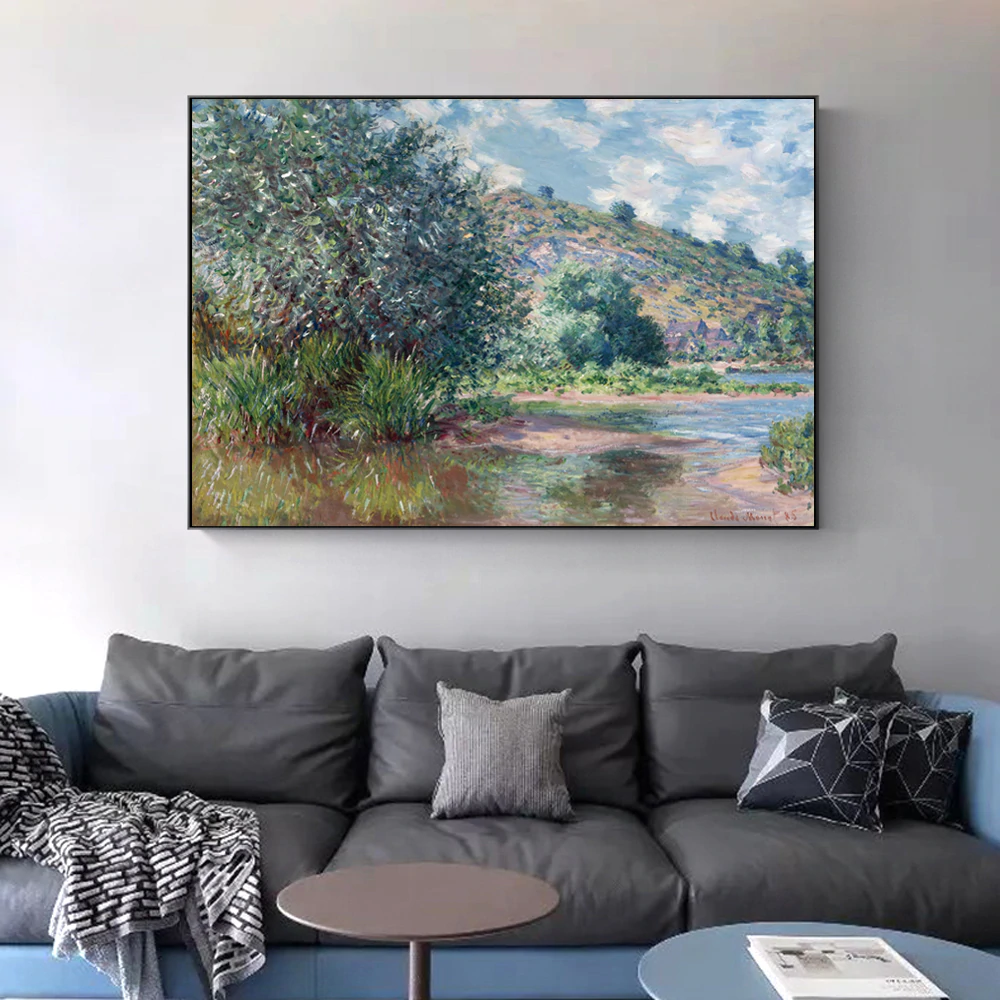 Famous Paintings Claud Monet Landscape at Port-Villez Fine Art Canvas Print Classic Impressionism Landscape Wall Art Living Room Home Decor