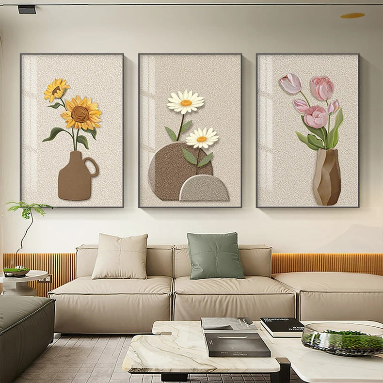 Floral Still Life Textural Wall Art Fine Art Canvas Prints Minimalist Botanical Pictures For Living Room Kitchen Dining Room Wall Decor