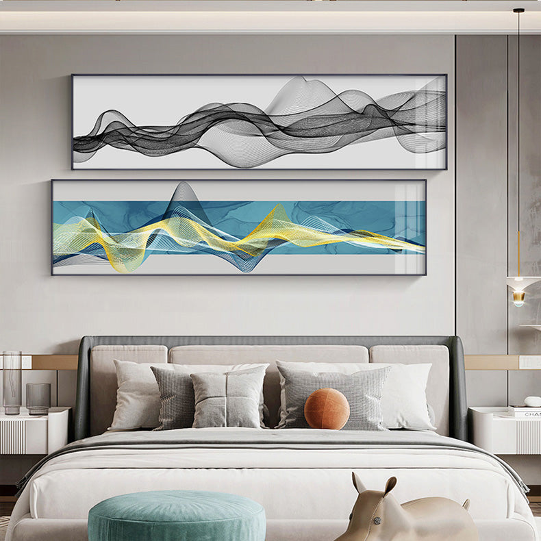 Flowing Lines Abstract Geometric Wide Format Wall Art Fine Art Canvas Print For Living Room Bedroom Picture For Above The Bed