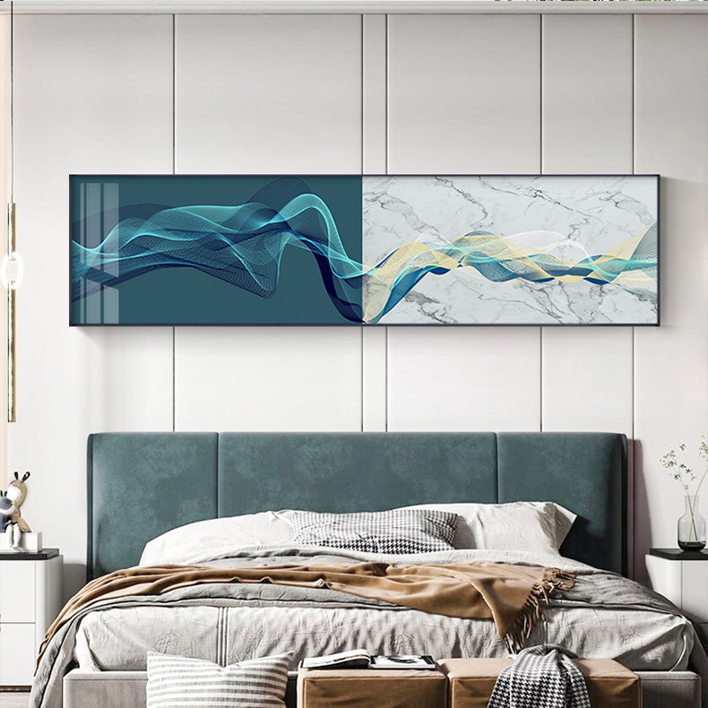 Flowing Lines Abstract Geometric Wide Format Wall Art Fine Art Canvas Print For Living Room Bedroom Picture For Above The Bed