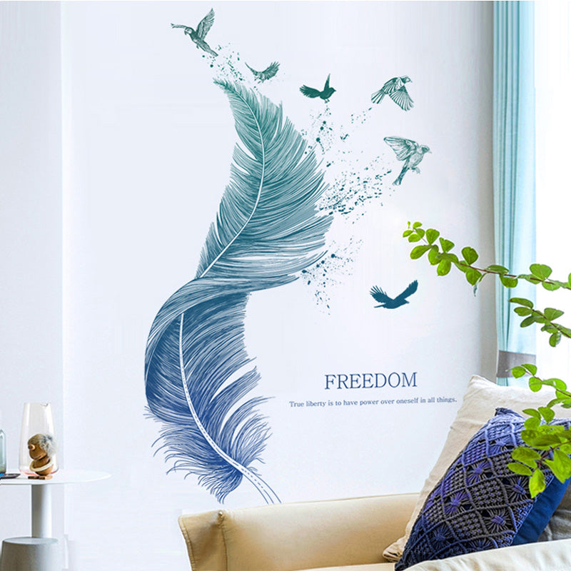 Freedom Birds Feather Wall Decor Murals Removable PVC Self Adhesive Dream Feathers Decals For Living Room Bedroom Wall Art Creative DIY Home Decor