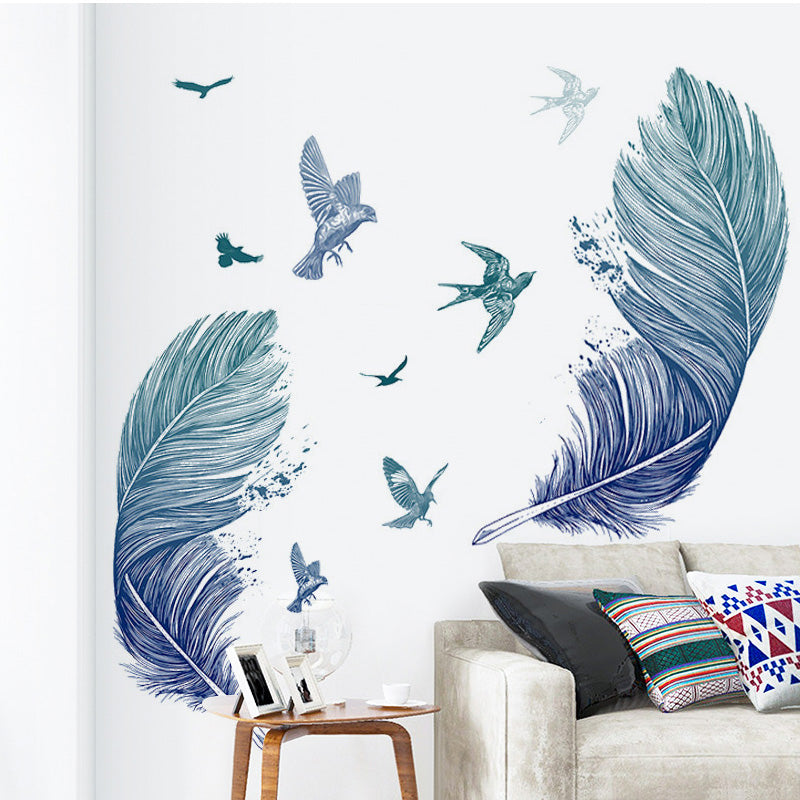 Freedom Birds Feather Wall Decor Murals Removable PVC Self Adhesive Dream Feathers Decals For Living Room Bedroom Wall Art Creative DIY Home Decor