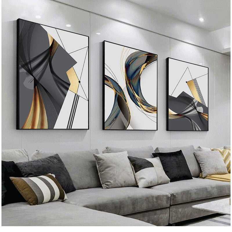 Geometric Flowing Shapes Abstract Wall Art Fine Art Canvas Prints Pict – 