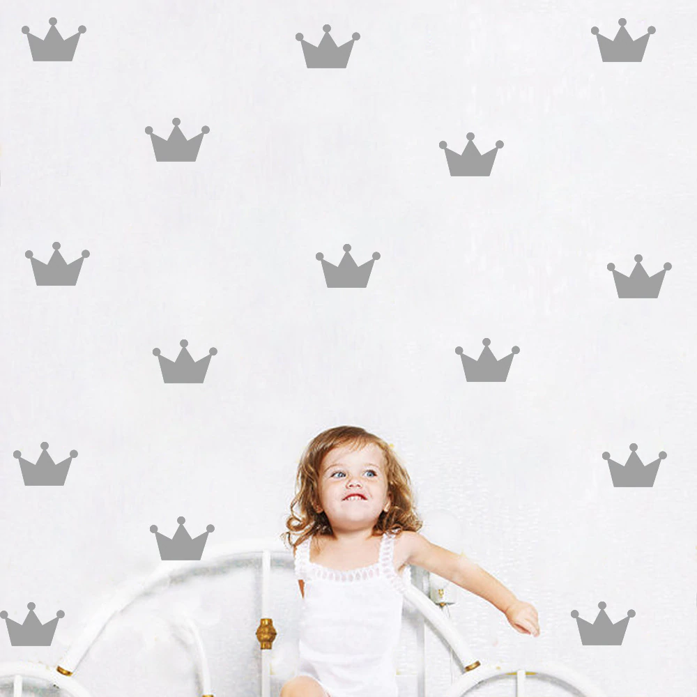 Gold Crown Wall Decals For Boys Room or Girls Room Wall Decor Multiple Colors Removable PVC Wall Stickers For Modern Kid's Room DIY Decor