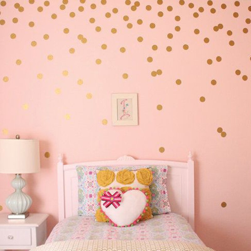 Gold Polka Dots Big Sizes Shiny Wall Decals Removable PVC Wall Stickers For Nordic Style Children's Bedroom Wall Decoration