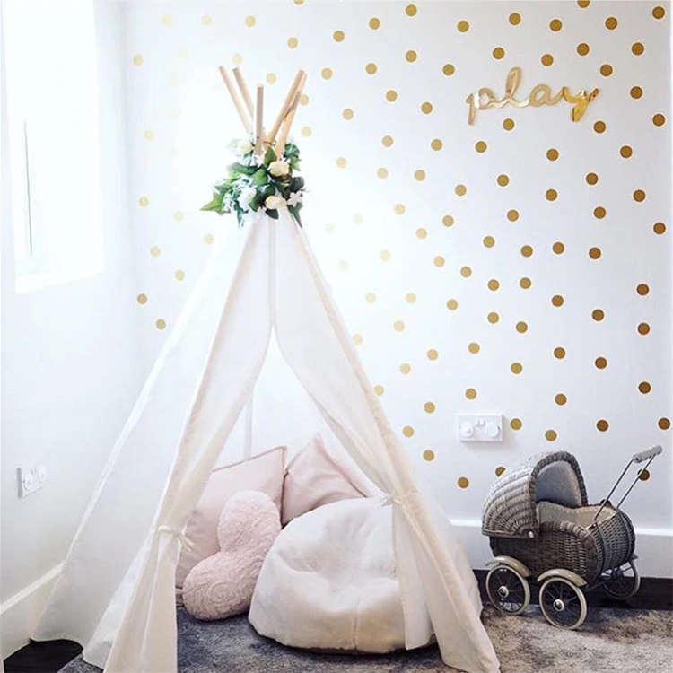 Gold Polka Dots Nursery Wall Decals Colorful Removable Sticky Dots Stickers For Decorating Kids Bedroom Wall DIY Nordic Style Decor