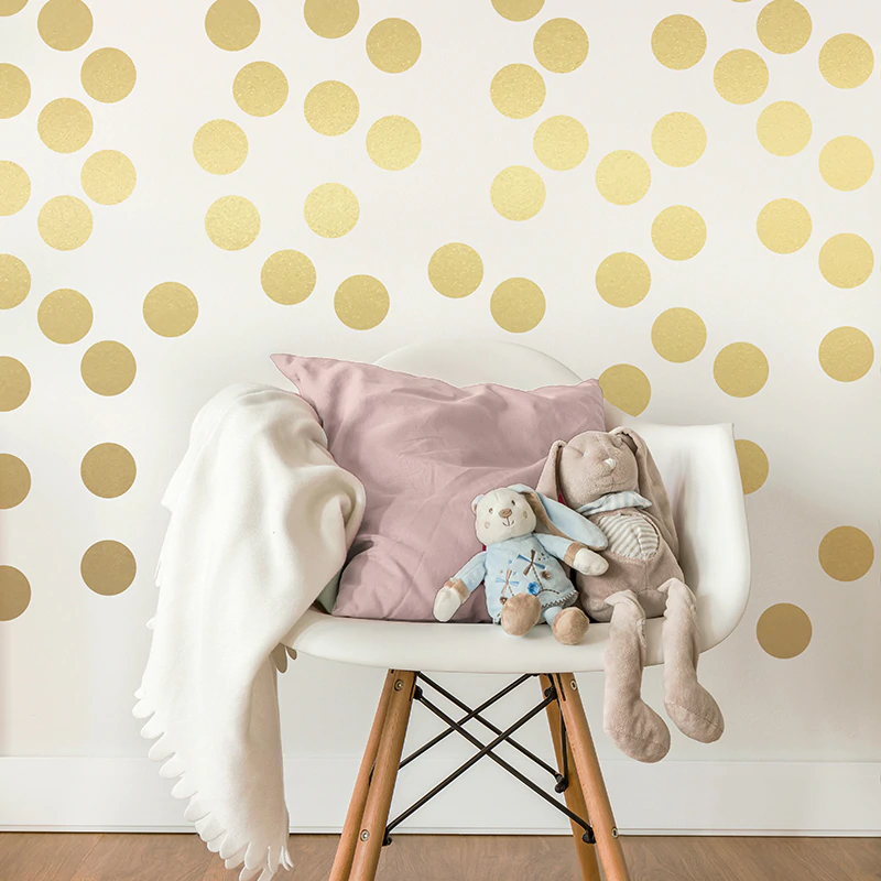 Gold Polka Dots Nursery Wall Decals Colorful Removable Sticky Dots Stickers For Decorating Kids Bedroom Wall DIY Nordic Style Decor