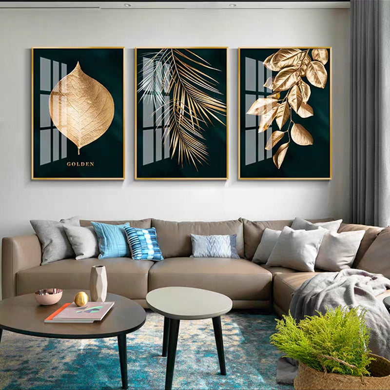 Golden Leaf Wall Art Minimalist Nordic Tropical Plants Fine Art Canvas Prints Luxury Pictures For Living Room Dining Room Modern Home Decor