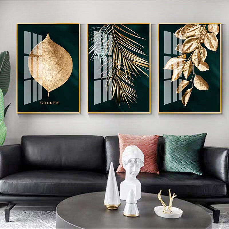 Golden Leaf Wall Art Minimalist Nordic Tropical Plants Luxury Fine