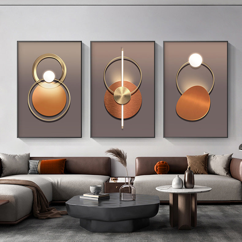 Golden Ring Modern Aesthetics Abstract Wall Art Fine Art Canvas Prints Geometric Pictures For Luxury Living Room Dining Room, Home Office Decor