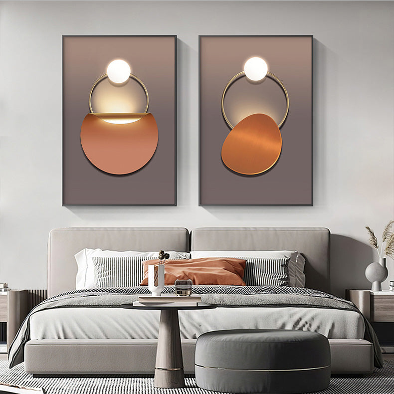 Golden Ring Modern Aesthetics Abstract Wall Art Fine Art Canvas Prints Geometric Pictures For Luxury Living Room Dining Room, Home Office Decor