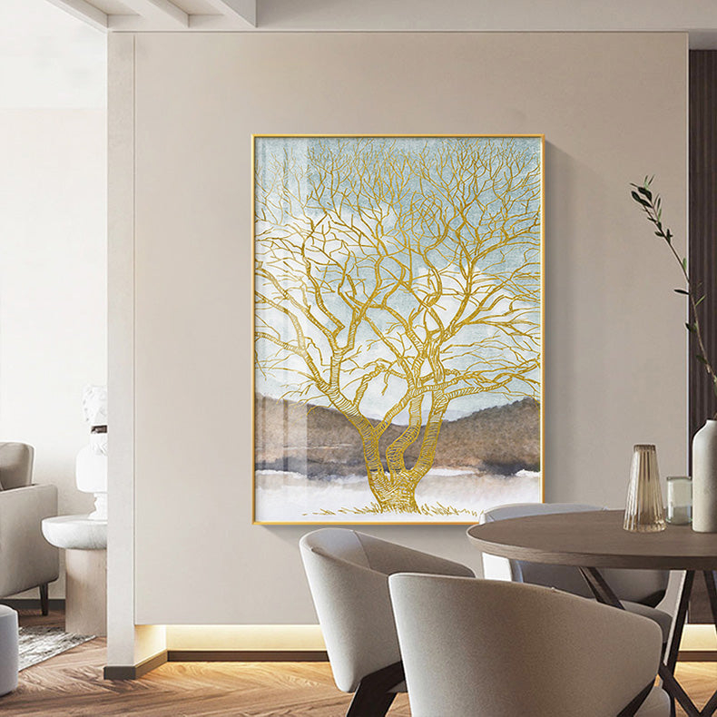 Golden Tree Wilderness Deer Landscape Wall Art Fine Art Canvas Prints Nordic Pictures For Luxury Living Room Dining Room Art Decor