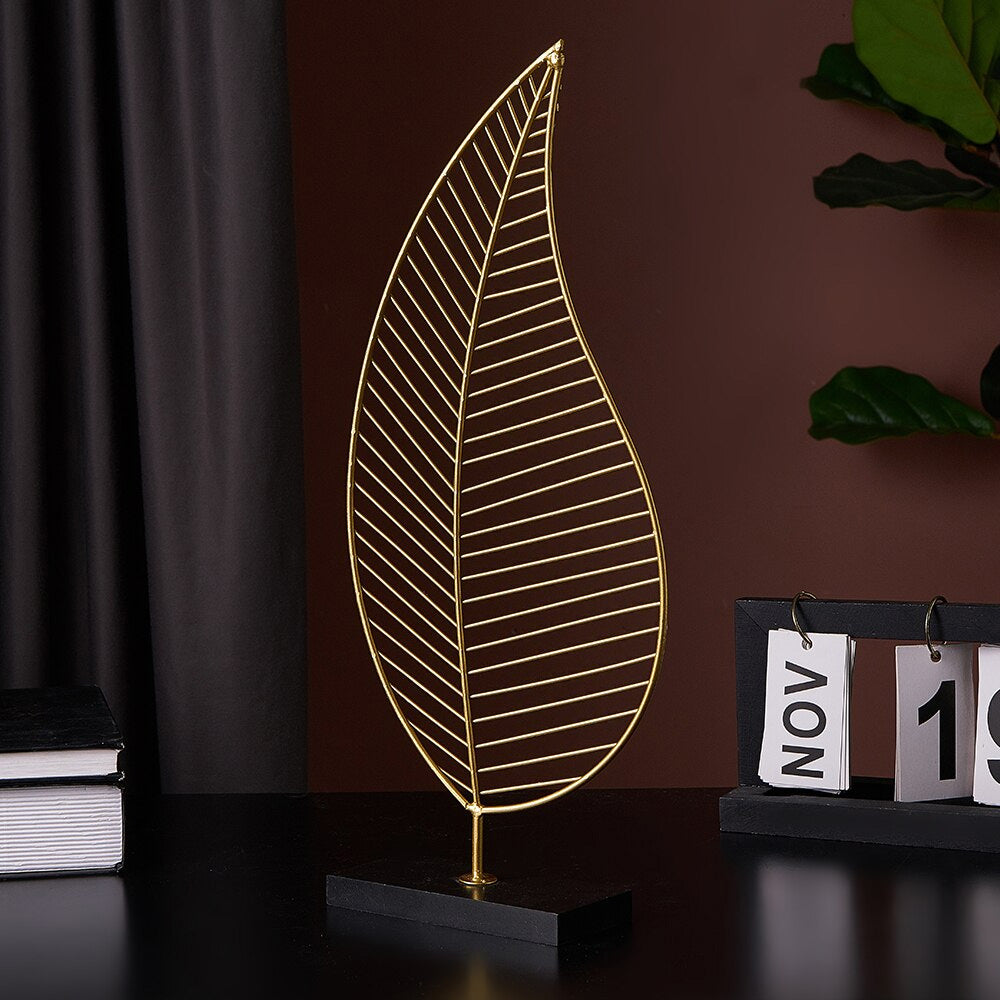 Golden Palm Leaf Silhouette Ornamental Tropical Botanical Nordic Decoration For Living Room Coffee Table Sideboard Figurines Nordic Style Home Decor