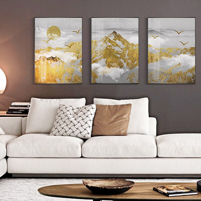 Golden Sun Mountain Landscape Wall Art Fine Art Canvas Prints Modern Nordic Style Wilderness Scenery Pictures For Living Room Dining Room Trending Interior Decor