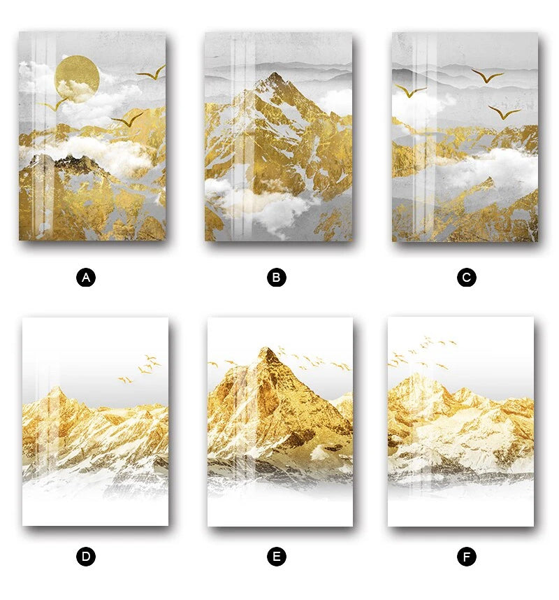 GOLDEN SUN MOUNTAIN LANDSCAPE WALL ART FINE ART CANVAS PRINTS MODERN NORDIC STYLE WILDERNESS SCENERY PICTURES FOR LIVING ROOM DINING ROOM TRENDING INTERIOR DECOR.