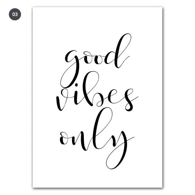 Good Vibes Only Simple Minimalist Quotes Wall Art Black White Fine Art Canvas Prints Inspirational Quotations Posters For Living Room Home Office Decor