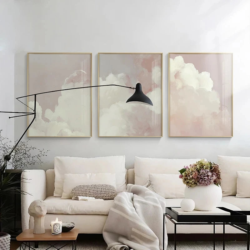 Pastel Blue Sky Clouds Paintings Poster Wall Art Fine Art Canvas Prints Modern Pictures Of Calm For Bedroom Living Room Home Decor