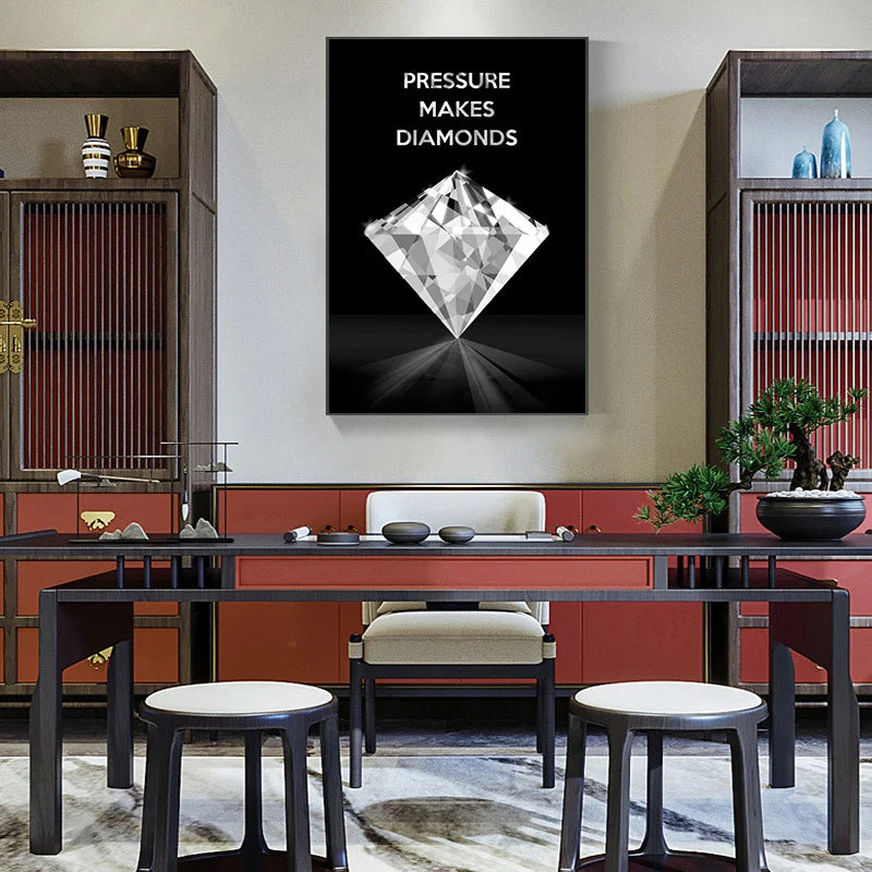 Diamond Motivational Wall Art Fine Art Canvas Prints Black White Daily Mantra Posters Pictures For Study Room Office Art Decor