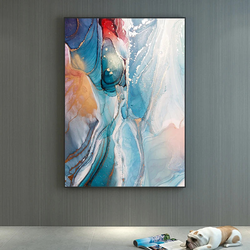 Nordic Liquid Marble Print Wall Art Fine Art Canvas Prints Colorful Abstract Pictures For Living Room Dining Room Entrance Hallway Decor