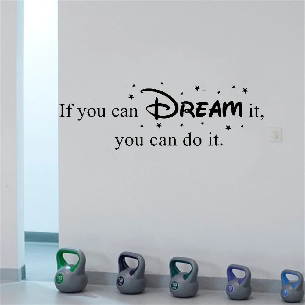 If You Can Dream It Inspirational Quotation Wall Sticker Peel and Stick Removable Vinyl Wall Decal Motivational Words For Creative DIY Home Decor