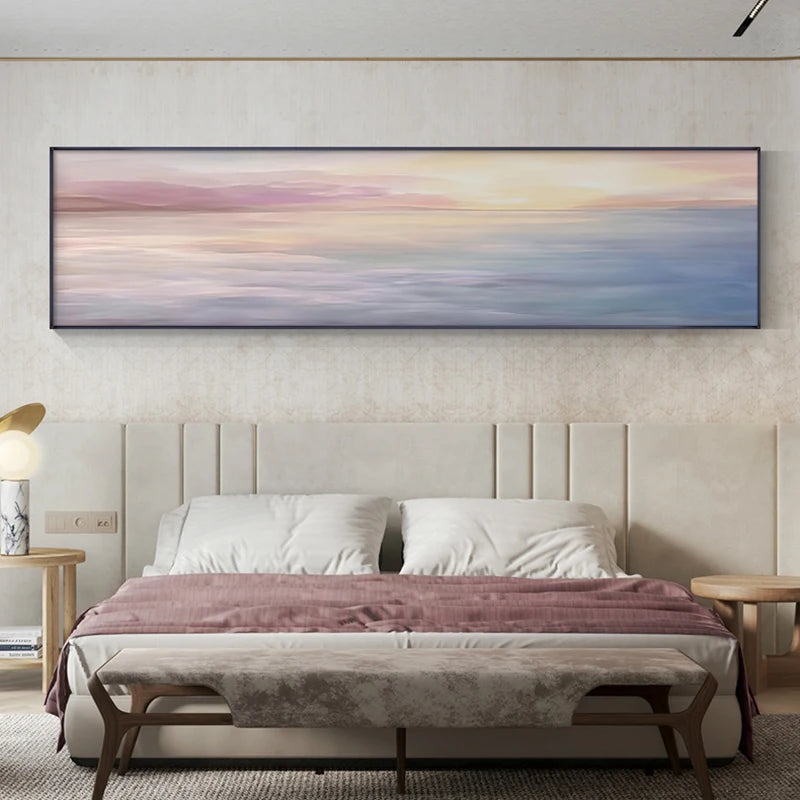 Pastel Blue Pink Purple Abstract Landscape Wall Art Fine Art Canvas Prints Wide Format Pictures For Bedroom Above The Bed Or Above The Sofa