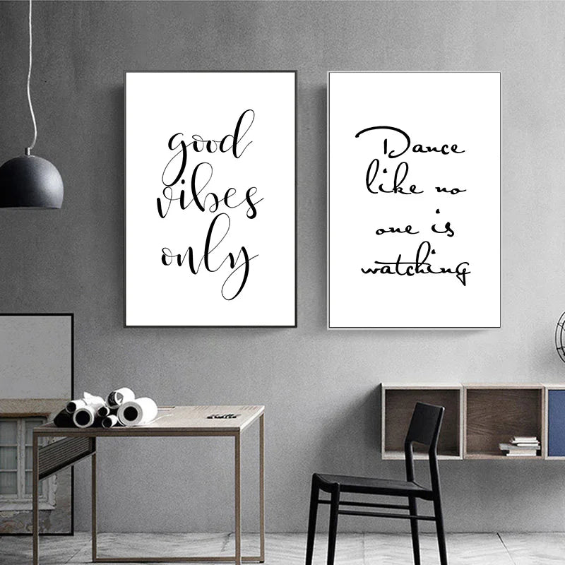 Inspirational Words Poster Black White Wall Art Fine Art Canvas Prints For Living Room Bedroom Home Office Simple Lifestyle Pictures For Modern Living