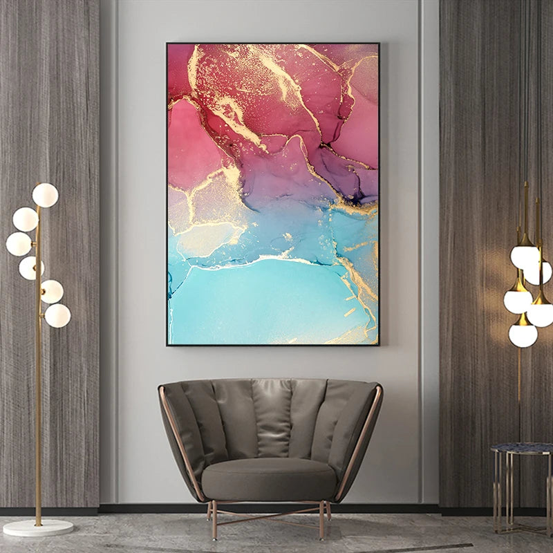 Nordic Liquid Marble Print Wall Art Fine Art Canvas Prints Colorful Abstract Pictures For Living Room Dining Room Entrance Hallway Decor