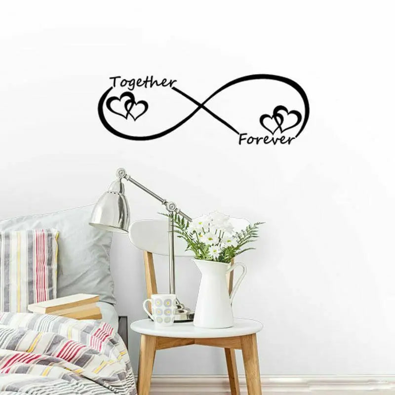 Together Forever Infinity Love Heart Wall Sticker For Bedroom Removable Peel and Stick Vinyl Wall Decal For Creative DIY Home Decor