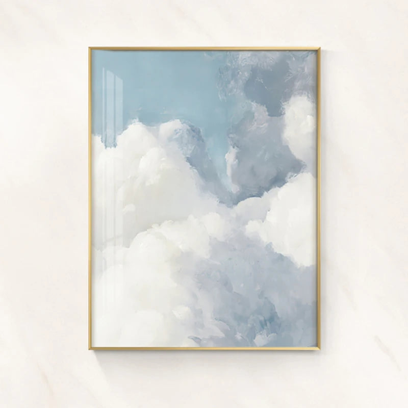 Pastel Blue Sky Clouds Paintings Poster Wall Art Fine Art Canvas Prints Modern Pictures Of Calm For Bedroom Living Room Home Decor