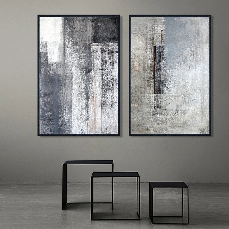 Black White Grey Urban Abstract Wall Art Fine Art Canvas Prints Pictures For Loft Apartment Living Room Dining Room Foyer Art For Modern Living