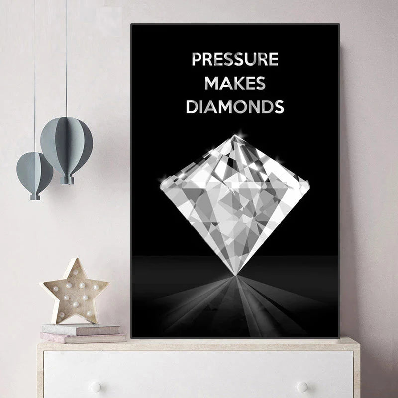 Diamond Motivational Wall Art Fine Art Canvas Prints Black White Daily Mantra Posters Pictures For Study Room Office Art Decor