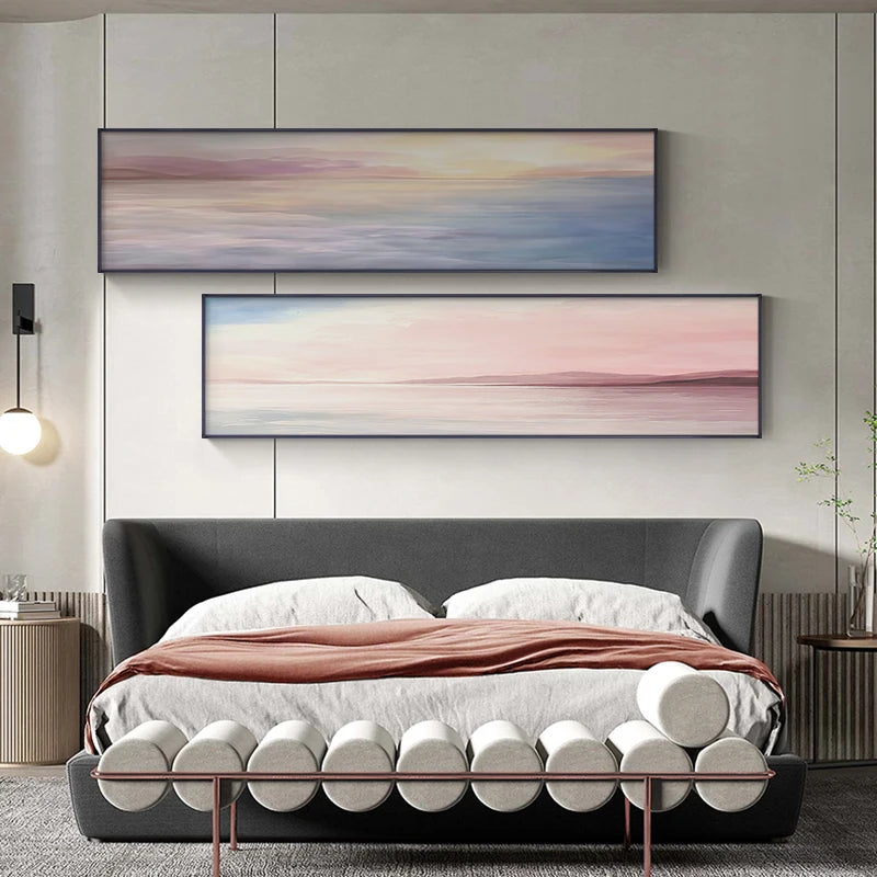 Pastel Blue Pink Purple Abstract Landscape Wall Art Fine Art Canvas Prints Wide Format Pictures For Bedroom Above The Bed Or Above The Sofa