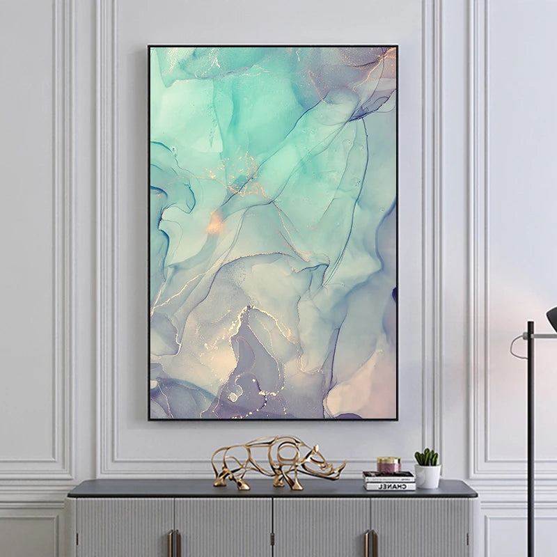 Nordic Liquid Marble Print Wall Art Fine Art Canvas Prints Colorful Abstract Pictures For Living Room Dining Room Entrance Hallway Decor