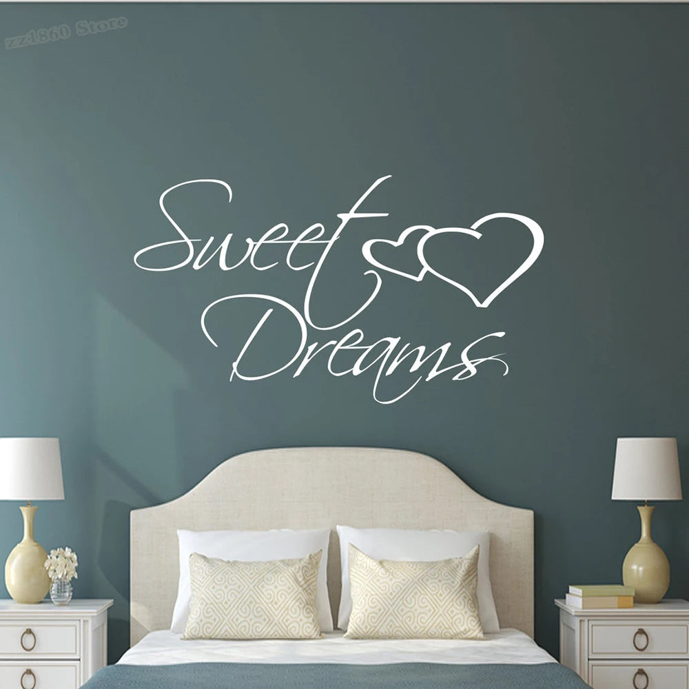 Sweet Dreams Love Quotes Wall Sticker For Bedroom Removable Peel and Stick Vinyl Wall Decal For Creative DIY Home Decor