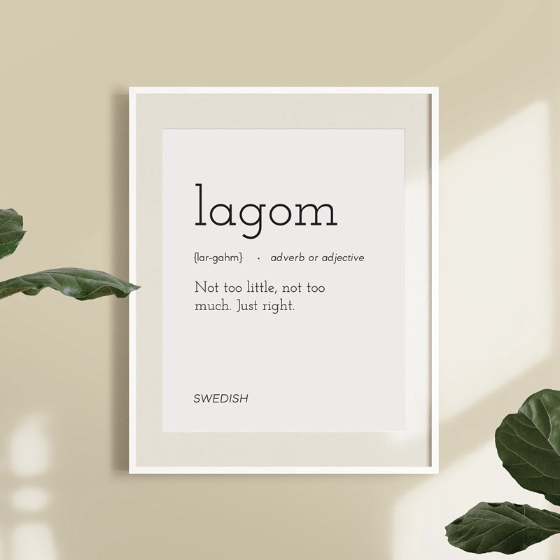 Hygge Lagom Definition Minimalist Nordic Wall Art Black White Fine Art Canvas Prints Swedish Danish Norwegian Lifestyle Quotes Posters For Modern Home Office