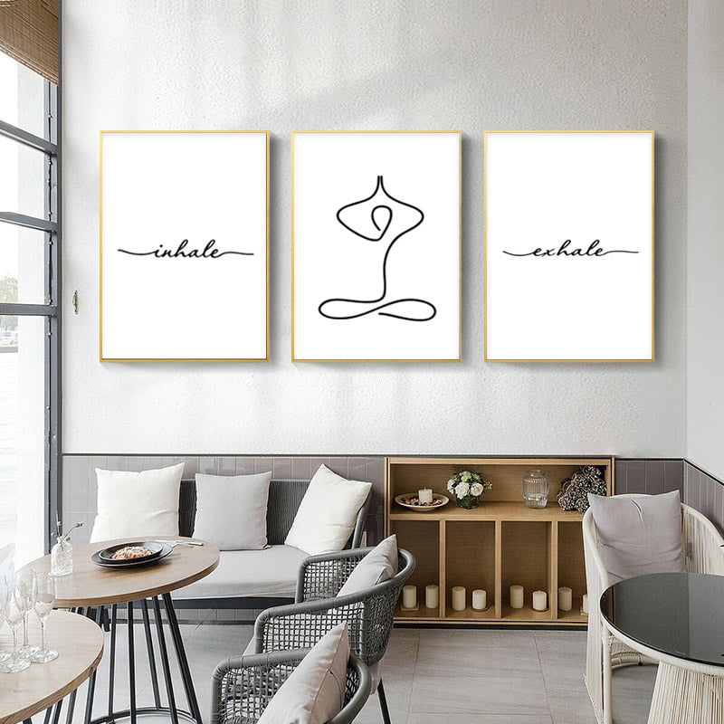 Inhale Exhale Meditation Posters Minimalist Wall Art Black And White I –