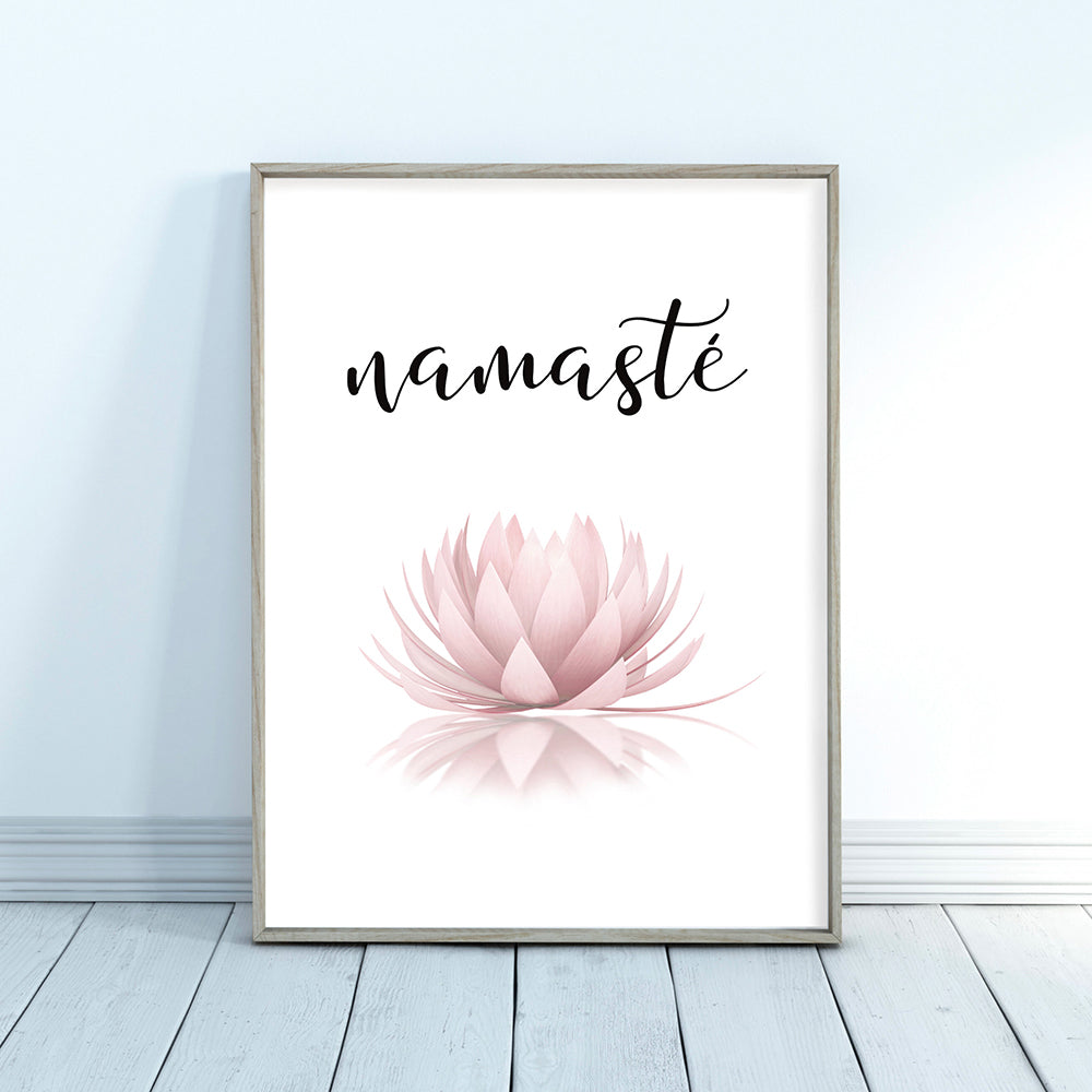 Inhale Exhale Pink Namaste Lotus Wall Art Fine Art Canvas Prints Modern Minimalist Meditation Quote Pictures Of Calm For Yoga Studio Wall Art Decor