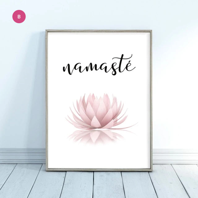 Inhale Exhale Pink Namaste Lotus Wall Art Fine Art Canvas Prints Modern Minimalist Meditation Quote Pictures Of Calm For Yoga Studio Wall Art Decor