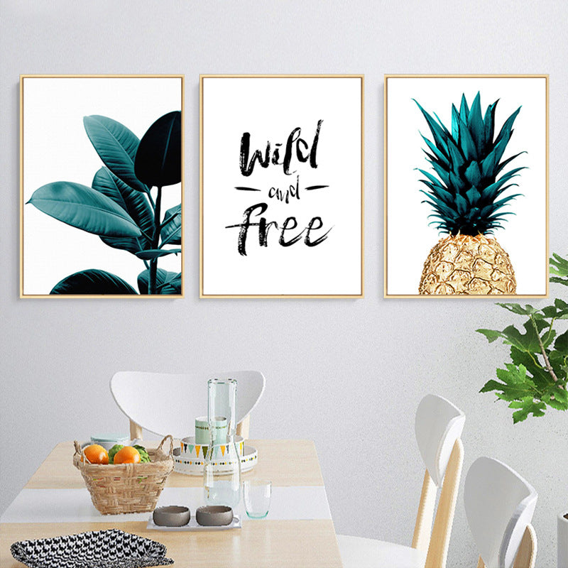 Inspirational Quotes Posters Golden Pineapple Green Leaf Monstera Wall Art Fine Art Canvas Prints For Living Room Home Office Decor