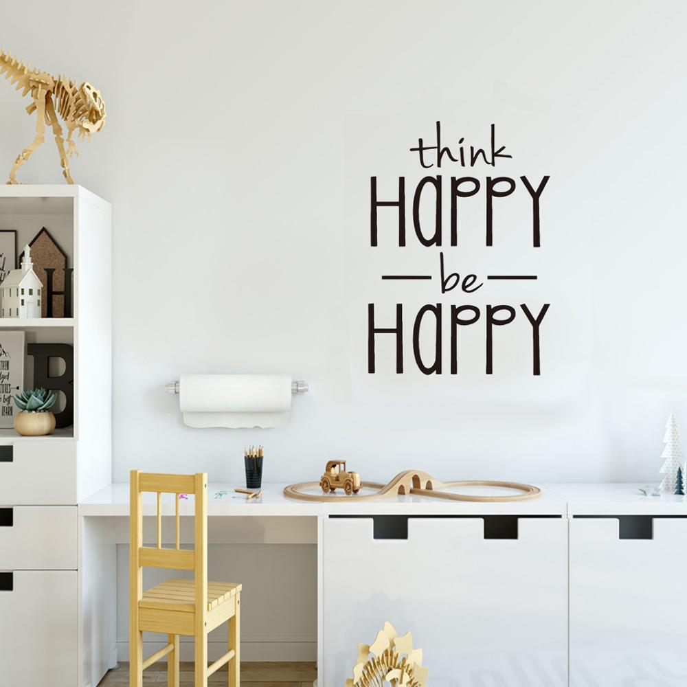 Inspirational Happy Words Vinyl Wall Decal Removable PVC Wall Mural For Living Kitchen Bedroom Kids Room Decor Simple Creative DIY Home Art Decoration