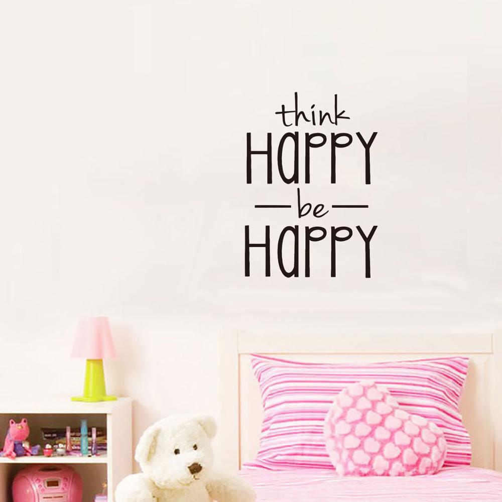 Inspirational Happy Words Vinyl Wall Decal Removable PVC Wall Mural For Living Kitchen Bedroom Kids Room Decor Simple Creative DIY Home Art Decoration