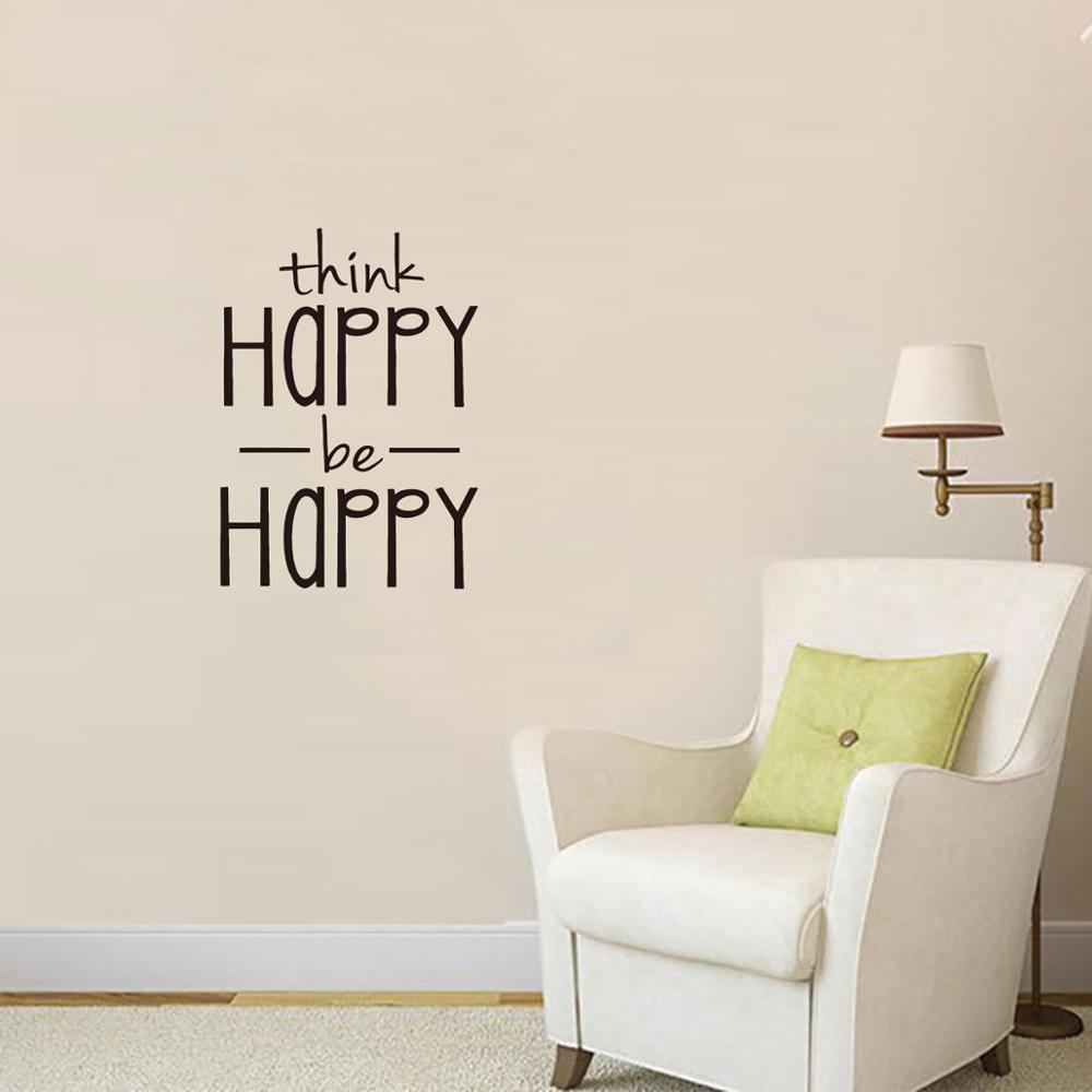 Inspirational Happy Words Vinyl Wall Decal Removable PVC Wall Mural For Living Kitchen Bedroom Kids Room Decor Simple Creative DIY Home Art Decoration