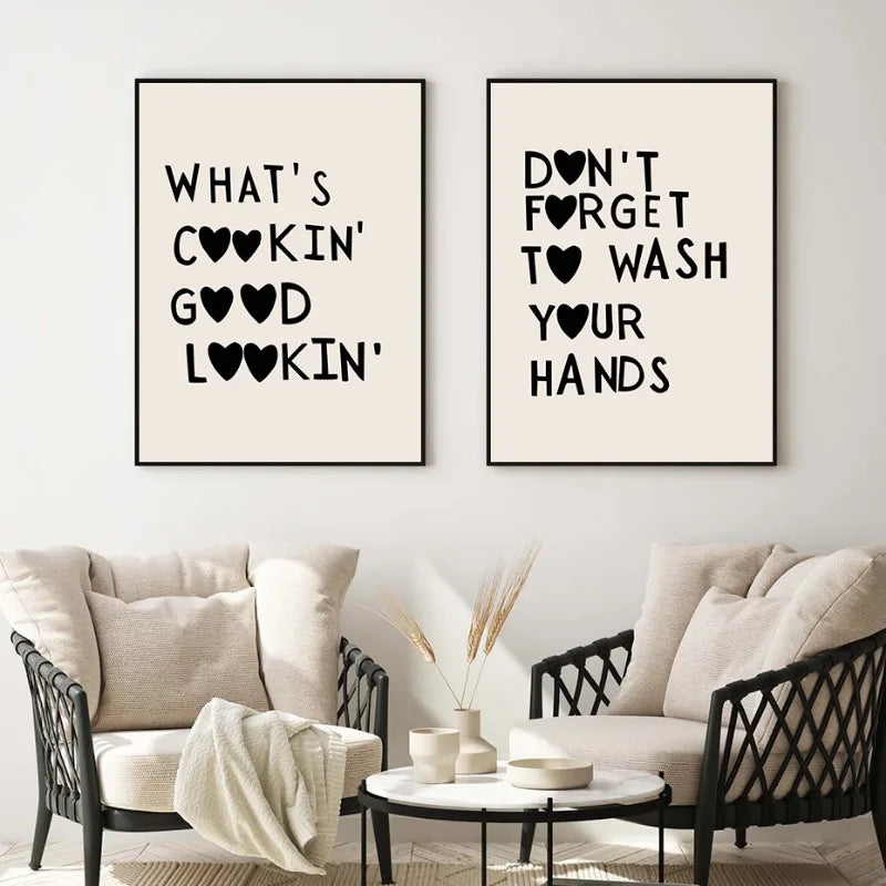 Kitchen Cooking Love Quotes Wall Art Fine Art Canvas Prints Minimalist Modern Typographic Posters Pictures For Kitchen Dining Room Cafe Art Decor 2025
