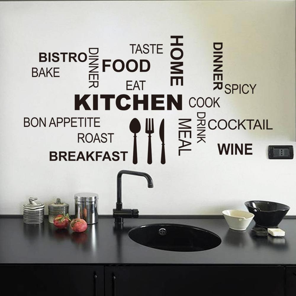 Kitchen Fun Word Mashup Wall Mural Removable PVC Vinyl Wall Decal For Restaurant Kitchen Dining Room Simple Creative DIY Wall Sticker Home Art Decor