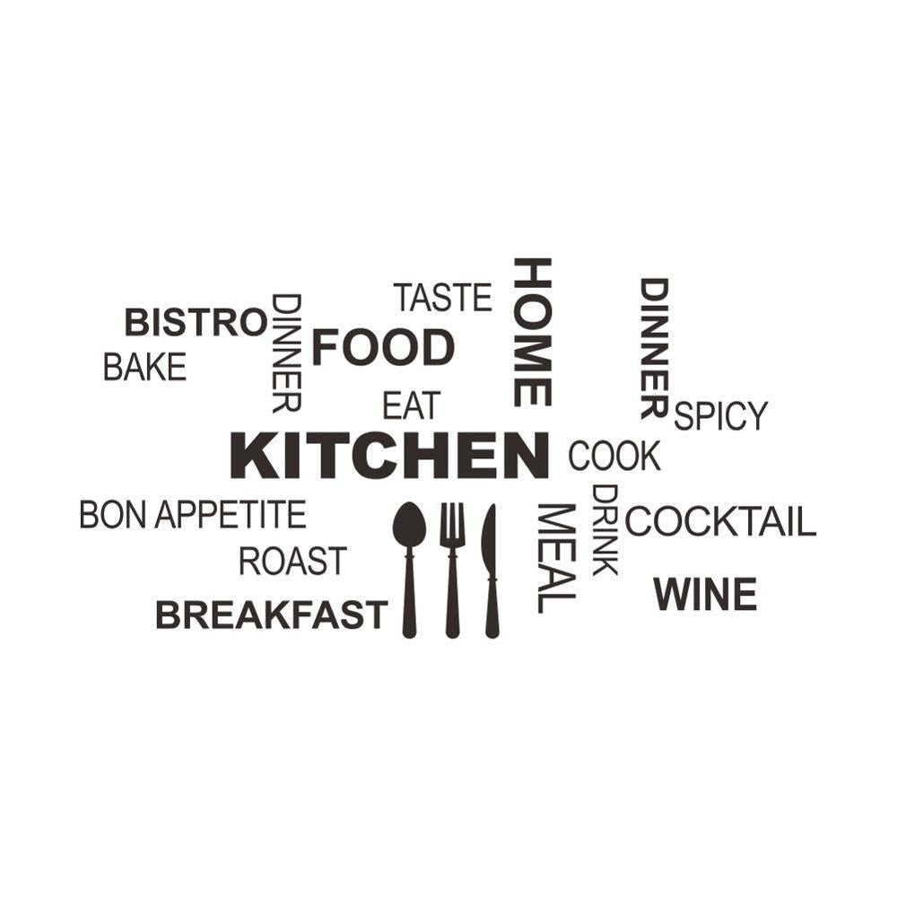 Kitchen Fun Word Mashup Wall Mural Removable PVC Vinyl Wall Decal For Restaurant Kitchen Dining Room Simple Creative DIY Wall Sticker Home Art Decor