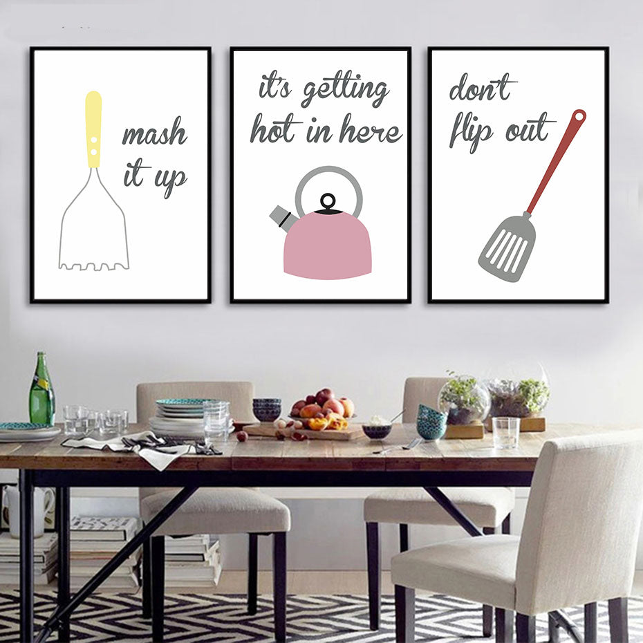 Funny Home Kitchen Decoration - I Love Cooking Canvas Prints Poster  Creative Design Kitchenware Wall Art Painting