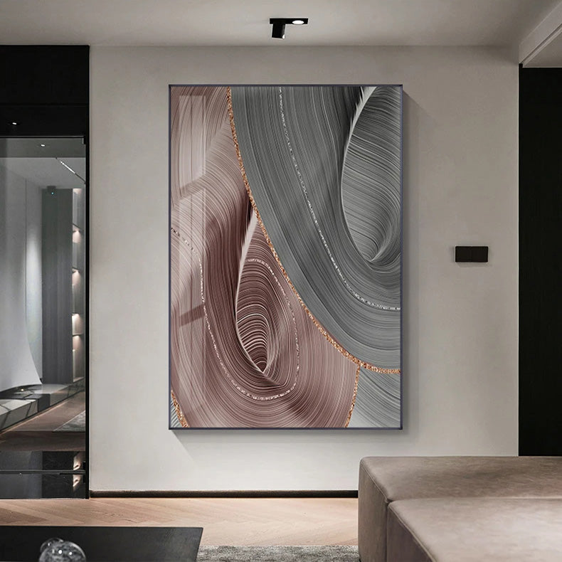 Light Luxury Abstract Flowing Ribbon Gray Pink Wall Art Fine Art Canvas Prints Modern Pictures For Living Room Bedroom Hotel Room Art Decor